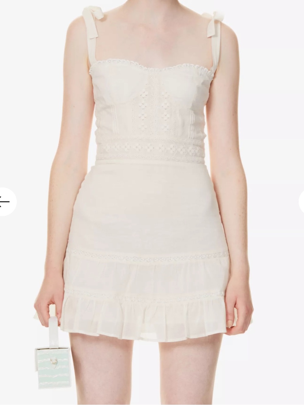 Reformation White Tie-Shoulder Eyelet Mini Dress - Picture 2 of 9